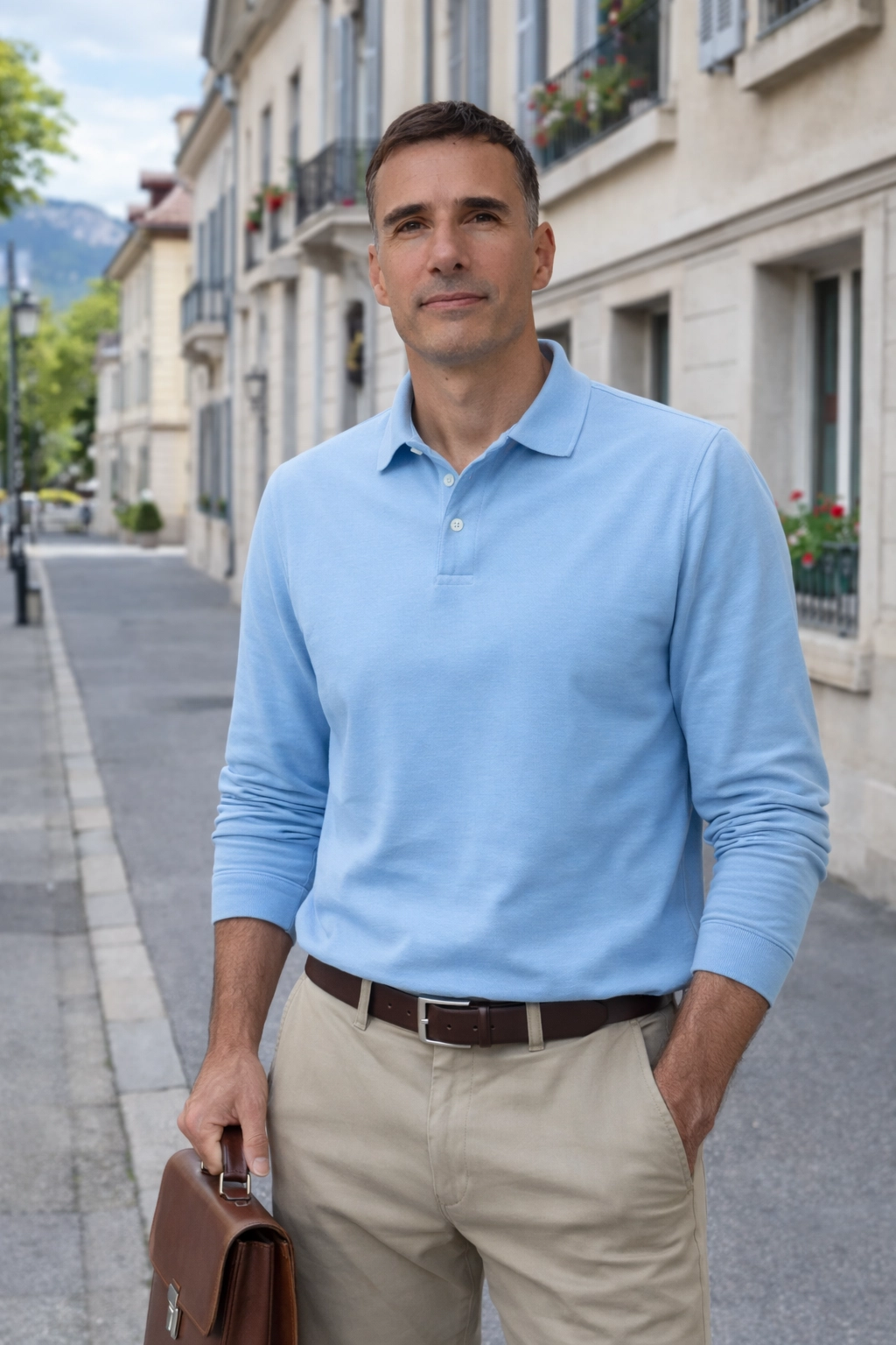 Le fondateur et régisseur de la Régie Langlais dans une rue à Annecy
